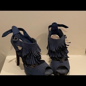 Blue Suede Platform Sandals